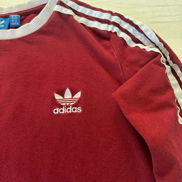 adidas Women's Long Sleeve Tee - Red and White - Picture 5 of 10